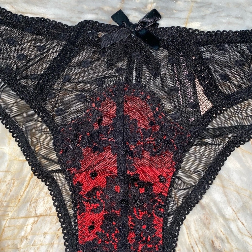 VS Very Sexy Panty Underwear Small Black/Red - Picture 3 of 8